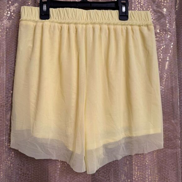 Free People Movement Double Vision Yellow Mesh Athletic Long Shorts Small NWOT - Picture 2 of 8